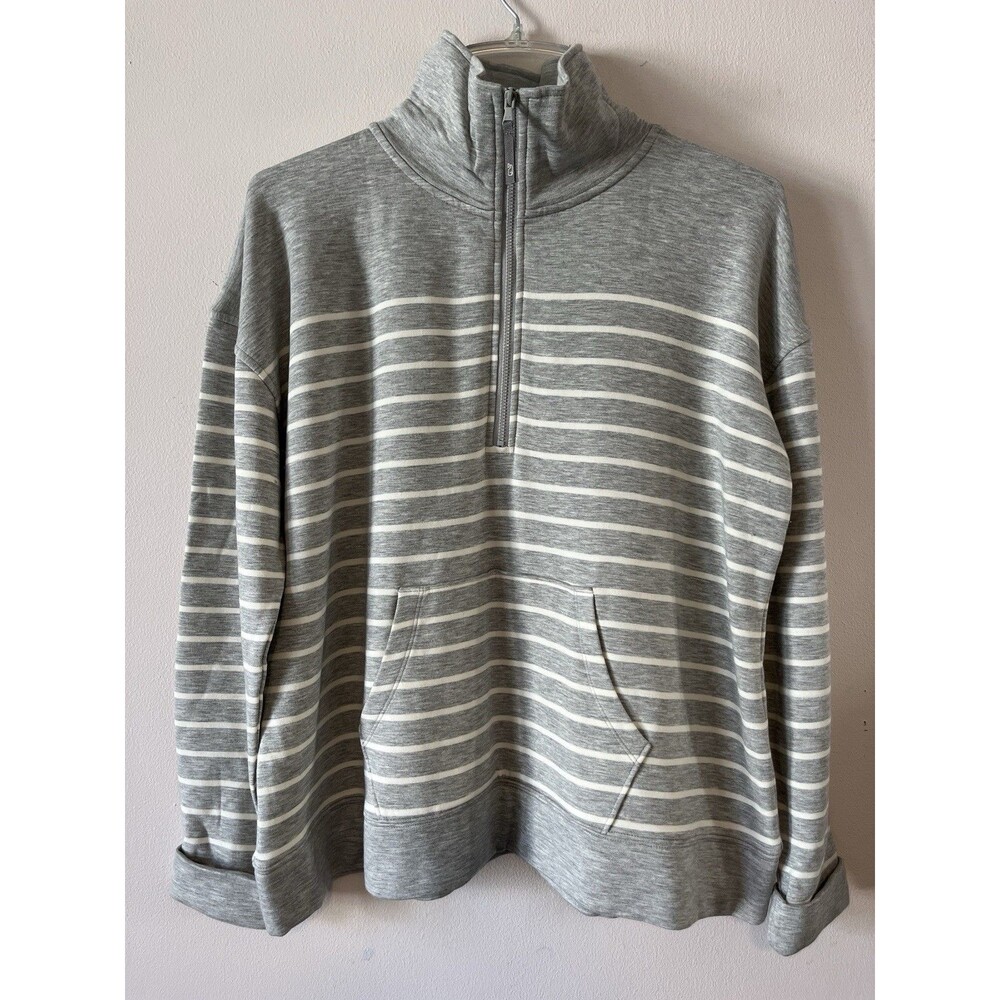 Vineyard Vines Women's L Dreamcloth Striped Full Zip Jacket Gray White